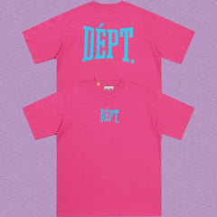 Gallery Dept. Arch Logo Short Sleeve T-Shirt - Pink/Cyan
