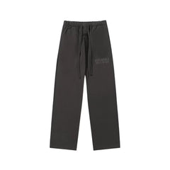 Fear Of God Essentials Tone‑on‑Tone Text Logo Straight‑Leg Sweatpants Charcoal Grey