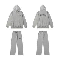 Fear Of God Essentials Hoodie Wide Leg Sweatpants 2‑Piece Set Medium Heather Grey
