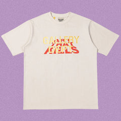 Gallery Dept. Layered Typography Short Sleeve T-Shirt - Cream/Red-Yellow