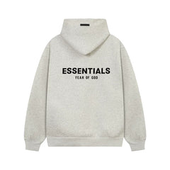 Fear Of God Essentials Back Logo Oversized Hoodie Light Oat Heather