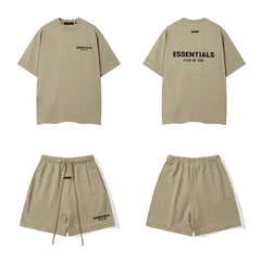Fear Of God Essentials T‑Shirt Fleece Shorts Summer Set Taupe