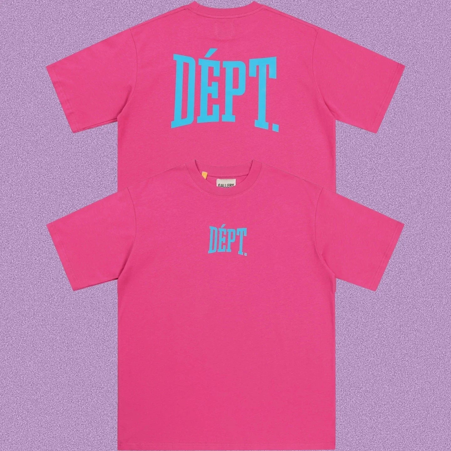 Gallery Dept. Arch Logo Short Sleeve T-Shirt - Pink/Cyan