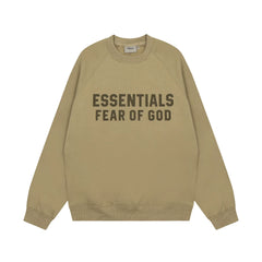 Fear Of God Essentials Double‑Line Plush Crewneck Sweatshirt Khaki
