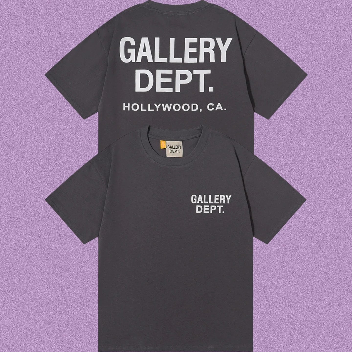Gallery Dept. Hollywood Logo Short Sleeve T-Shirt - Dark Grey/White