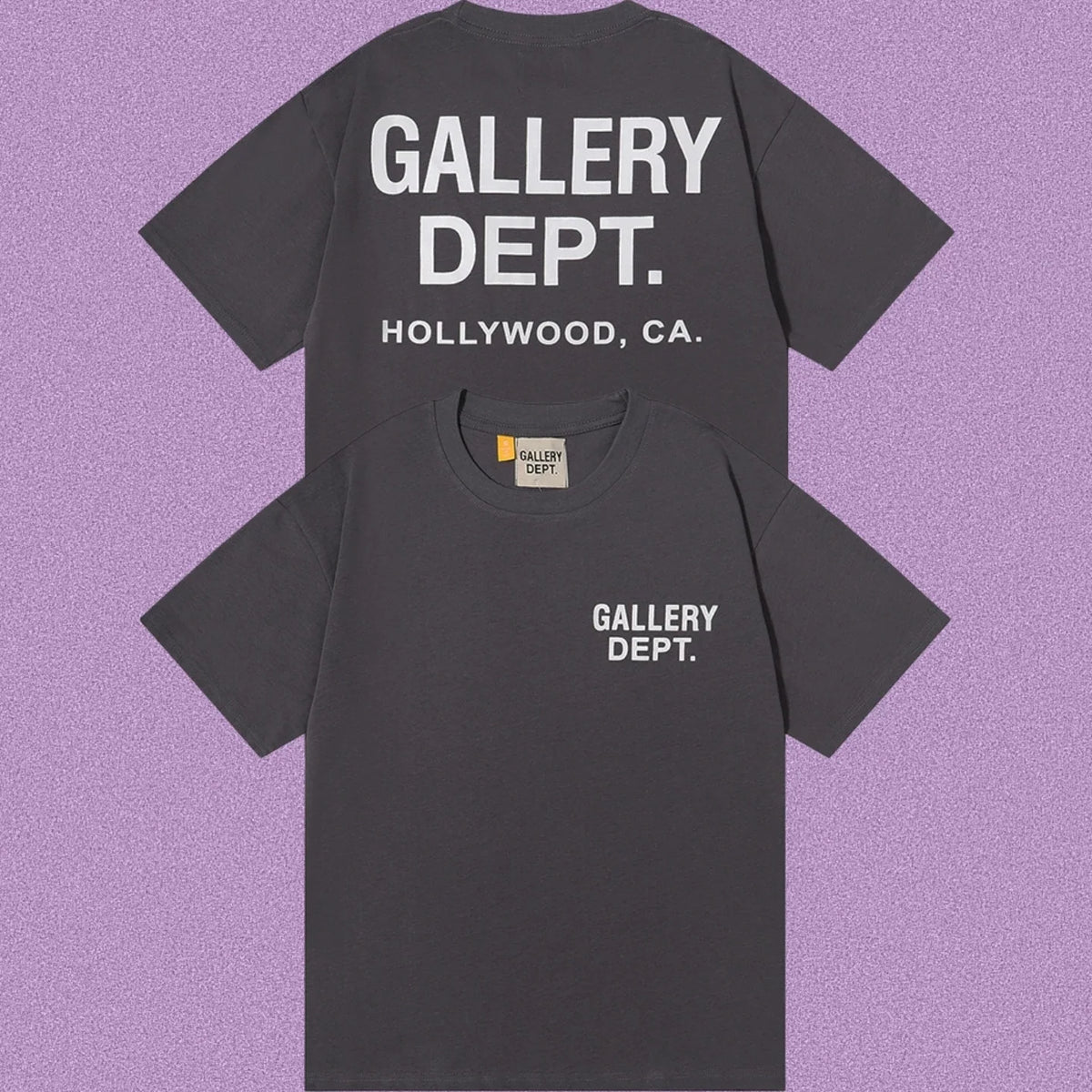 Gallery Dept. Hollywood Logo Short Sleeve T-Shirt - Dark Grey/White
