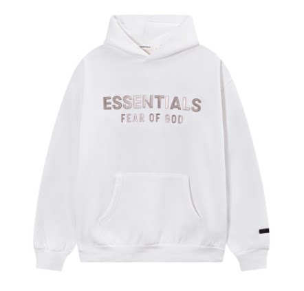Fear Of God Essentials Hot Stamped Large Logo Pullover Hoodie White