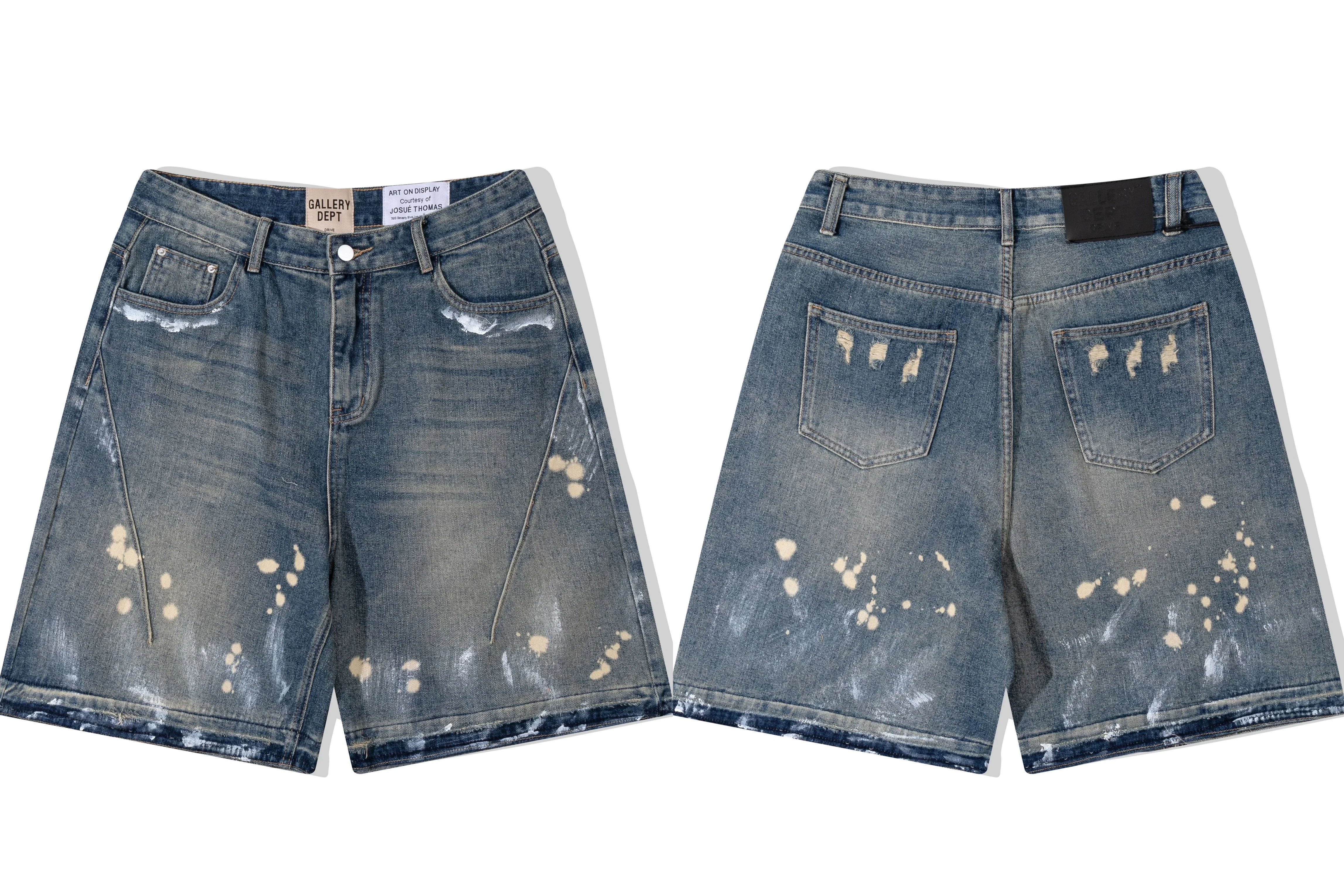 Gallery Dept. Vintage Paint Splatter Denim Shorts - Dark Blue