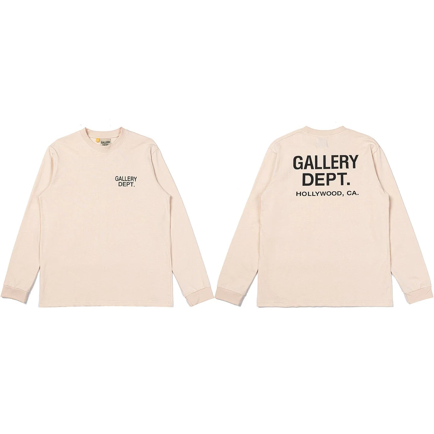 Gallery Dept. Hollywood Logo Long Sleeve T-Shirt - Beige/Oatmeal