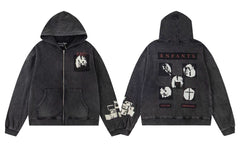 Enfants Riches Déprimés Multi-Panel Photo Zip-Up Hoodie - Washed Black