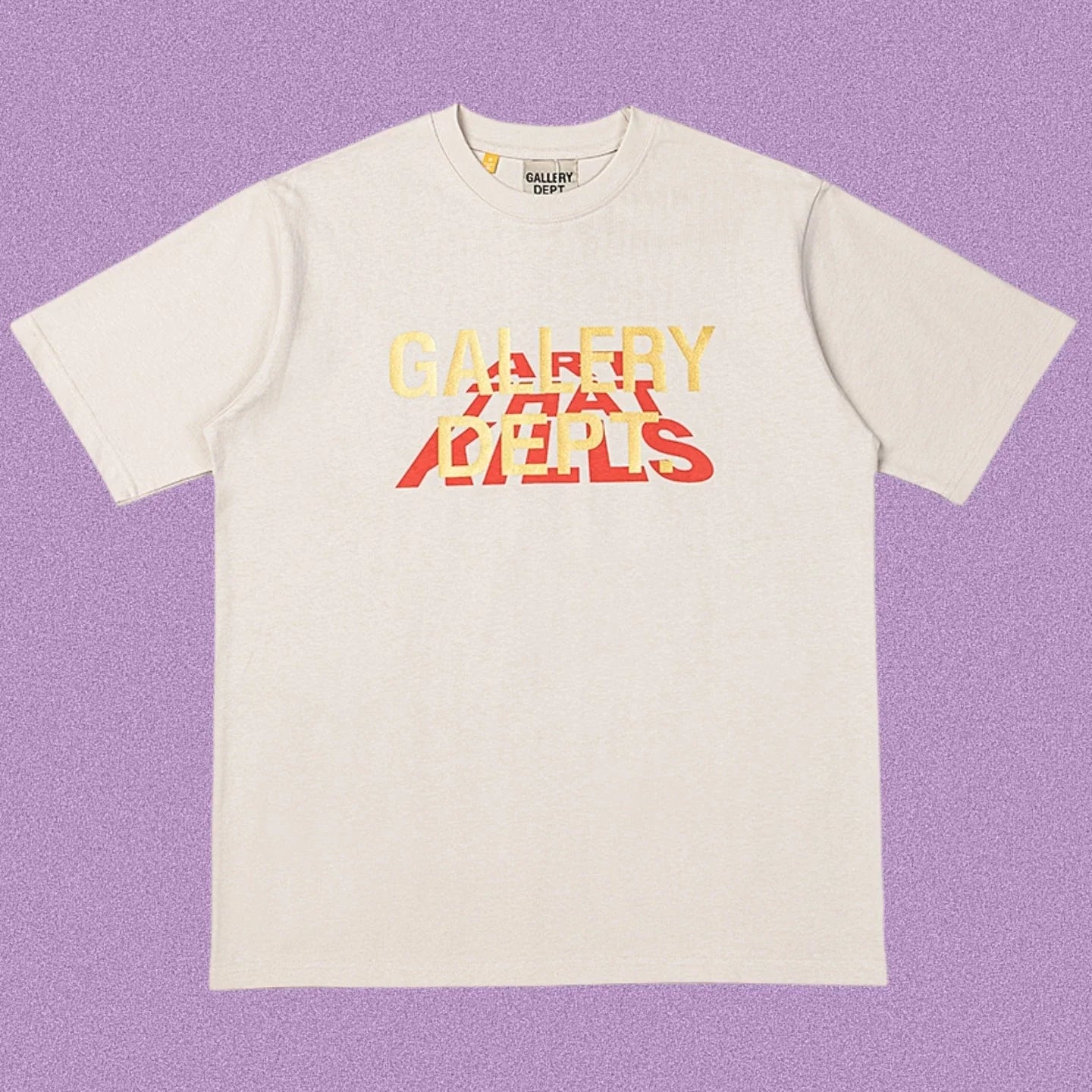 Gallery Dept. Layered Typography Short Sleeve T-Shirt - Cream/Red-Yellow