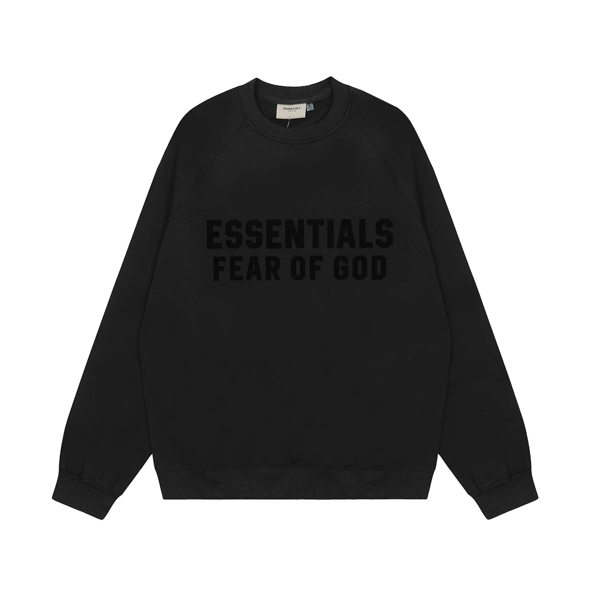 Fear Of God Essentials Double‑Line Plush Crewneck Sweatshirt Black