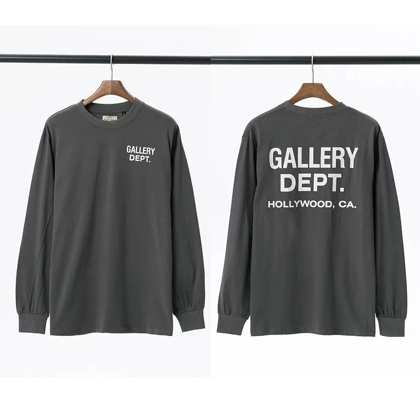 Gallery Dept. Hollywood Logo Long Sleeve T-Shirt - Charcoal Grey