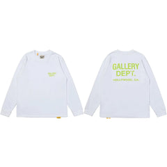 Gallery Dept. Hollywood Logo Long Sleeve T-Shirt - White/Neon Yellow
